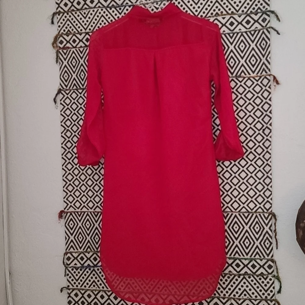 "Peach " Red long in back short in front blouse - Picture 4 of 5